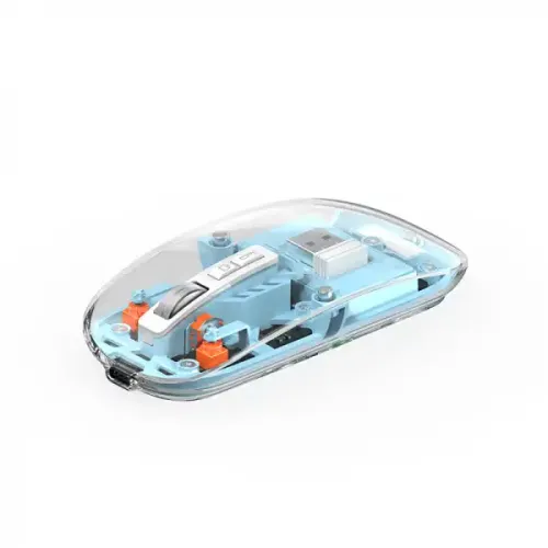 WiWU WM105 Crystal Magnetic Wireless Mouse -Transparent Triple Mode (Black, Blue) - Image 2