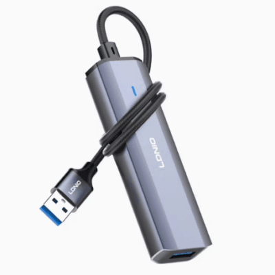 LDNIO DS-114U-1.2M, 4-in-1 USB Hub, Long Cable USB Hub, 1.2m USB Hub, USB-A Hub, Desktop USB Hub, Aluminum USB Hub, Hub Bangladesh, Digital Flagship Store Tekli