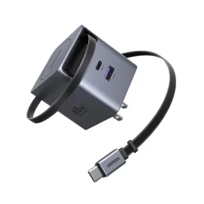 Buy the UGREEN 65824 65W GaN Fast Charger in Bangladesh. Enjoy massive 65W PD charging, advanced GaN technology, and a convenient built-in retractable cable!