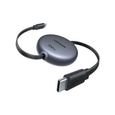 Buy the UGREEN L531 100W USB-C to USB-C Retractable Cable (1M) in Bangladesh. Enjoy massive 100W PD fast charging, high-speed data sync, and a tangle-free space gray design!