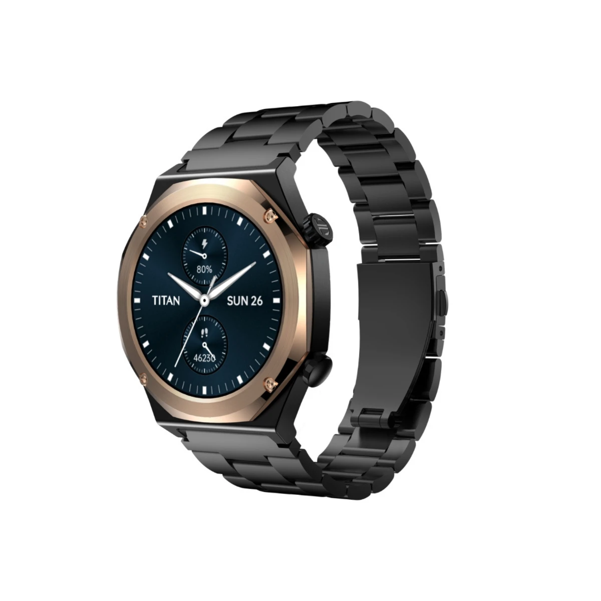 Titan Maestro 1.43" Super AMOLED Stainless Steel Bluetooth Calling Smart Watch (Steel+Gun,Steel,Gold)